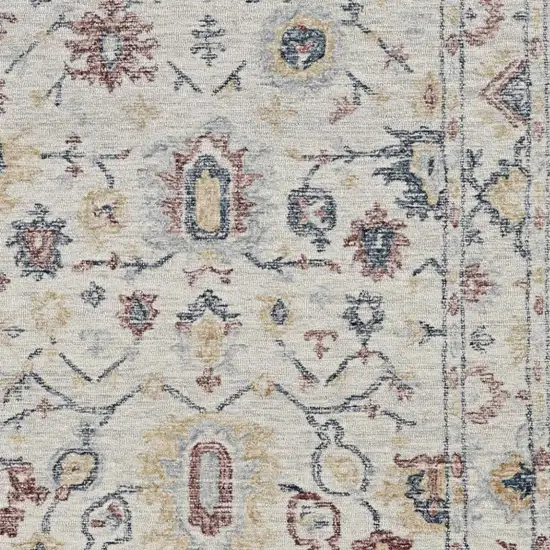 Ivory Gray And Red Wool Medallion Hand Tufted Area Rug Photo 3