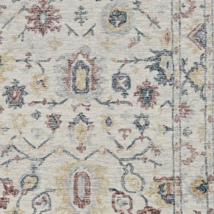 Ivory Gray And Red Wool Medallion Hand Tufted Area Rug Photo 3