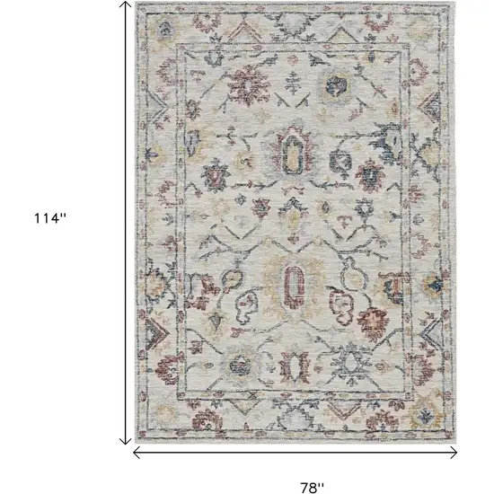 Ivory Gray And Red Wool Medallion Hand Tufted Area Rug Photo 8