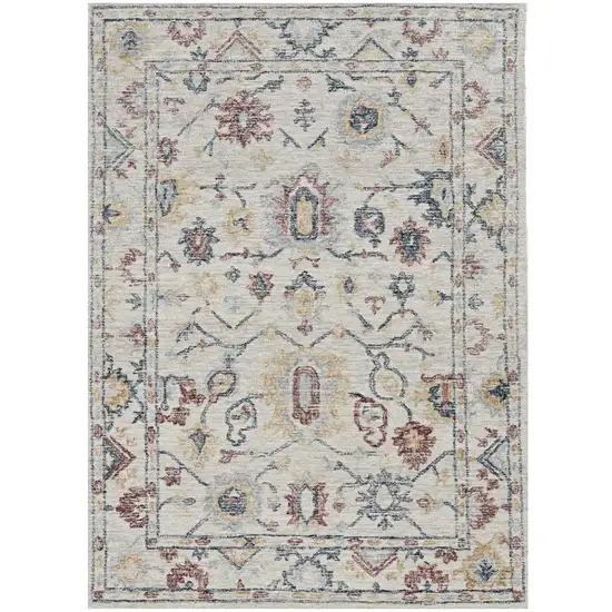 Ivory Gray And Red Wool Medallion Hand Tufted Area Rug Photo 1