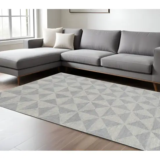 Gray and Light Gray Wool Geometric Hand Tufted Area Rug Photo 1