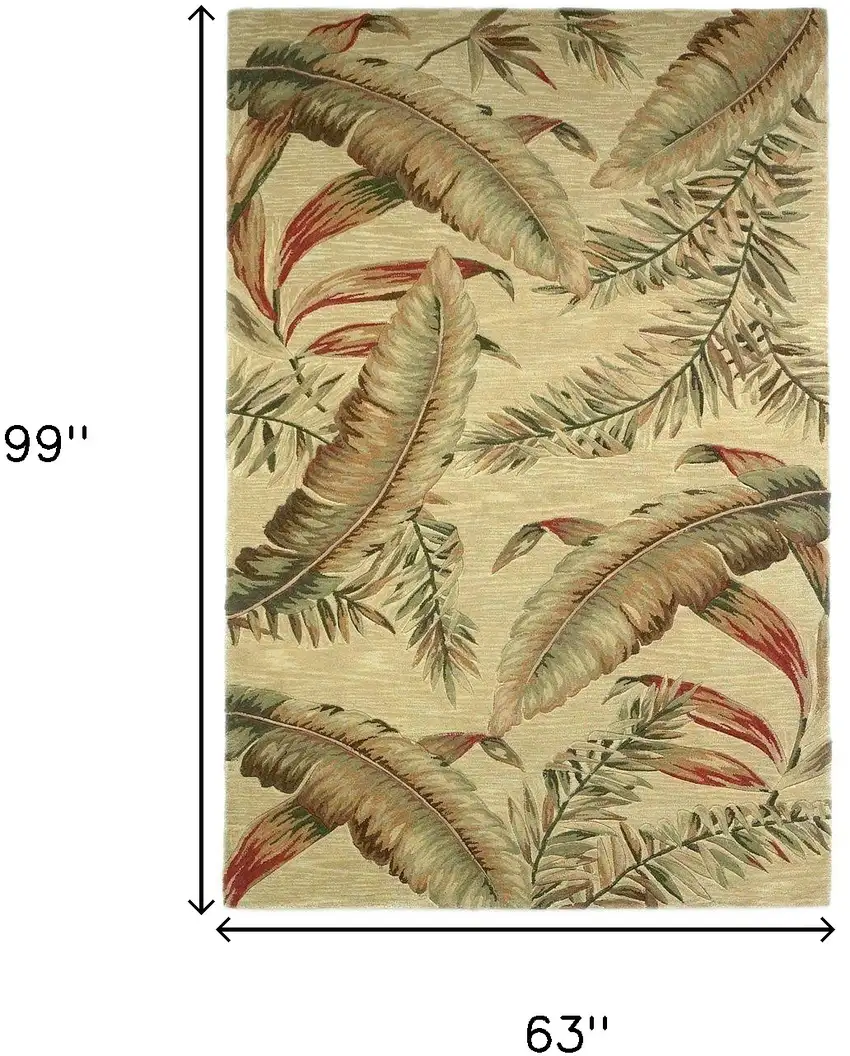 63 X 99 Ivory  Wool Rug Photo 3