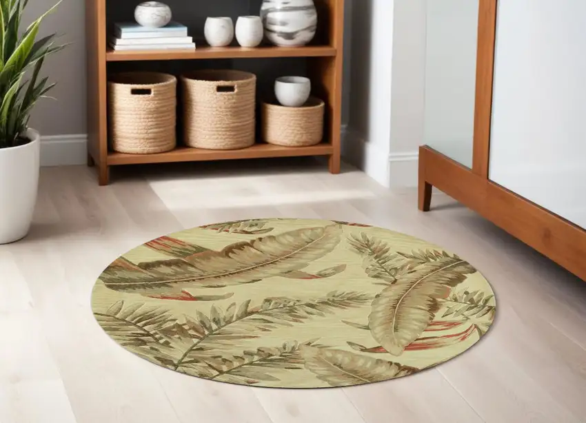 5' Ivory Round Wool Hand Tufted Area Rug Photo 1