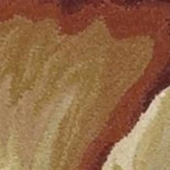 8' Ivory Green And Red Wool Tropical Botanical Hand Tufted Round Rug Photo 6