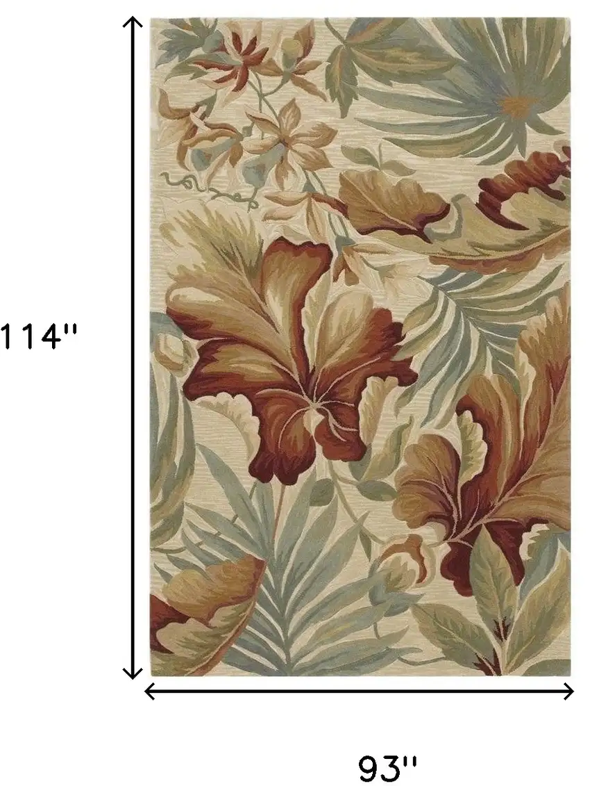 93 X 114 Ivory  Wool Rug Photo 3