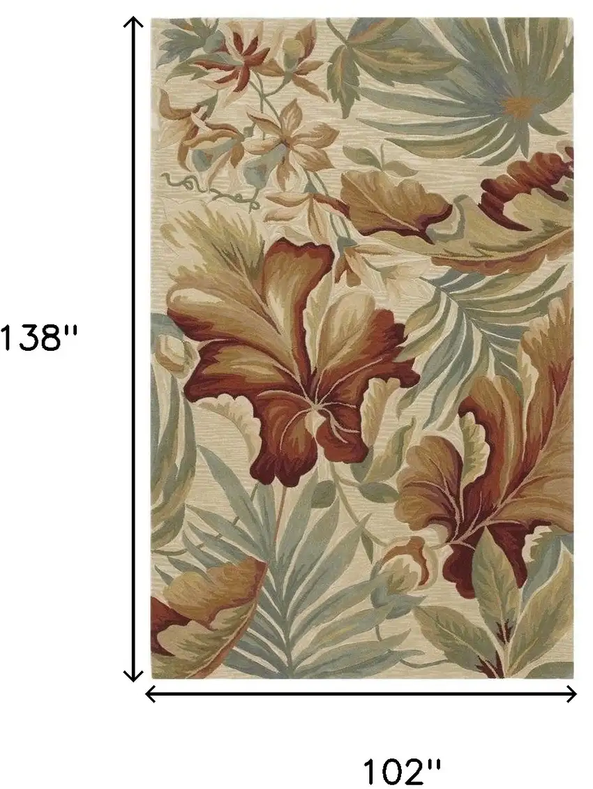 102 X 138 Ivory  Wool Rug Photo 3