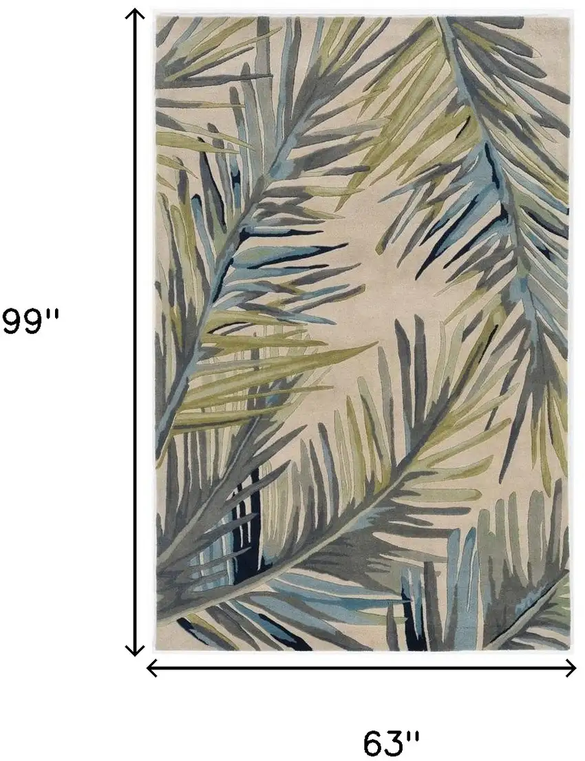 63 X 99 Ivory  Wool Rug Photo 3
