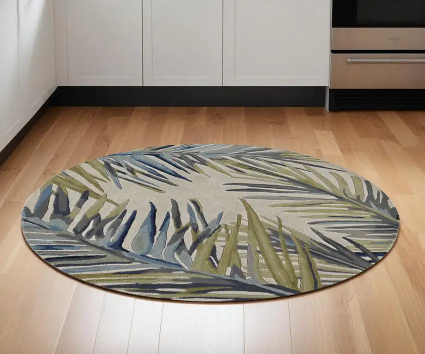 5' Ivory Round Wool Hand Tufted Area Rug Photo 1