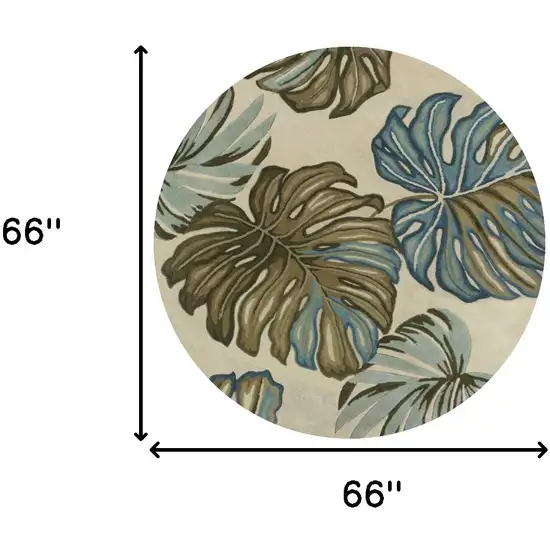 5' Ivory Round Wool Hand Tufted Area Rug Photo 3