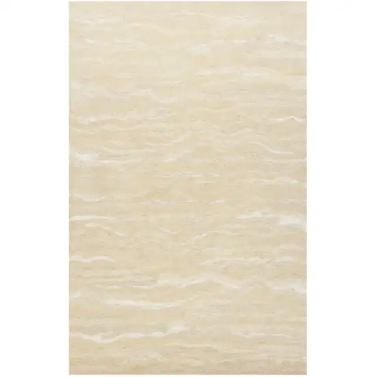 Beige and Ivory Wool Abstract Hand Tufted Area Rug Photo 4