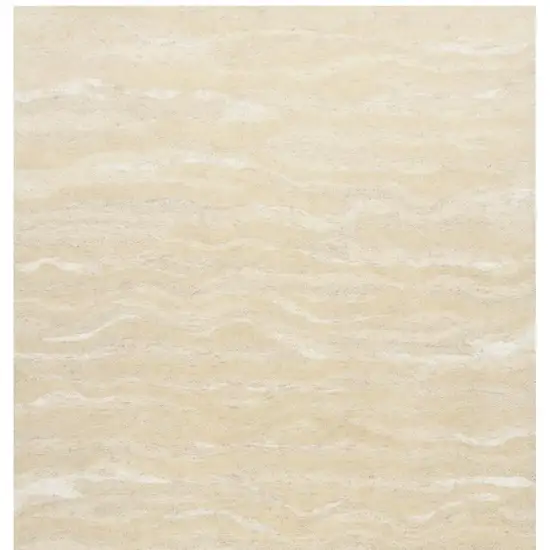 Beige and Ivory Wool Abstract Hand Tufted Area Rug Photo 3