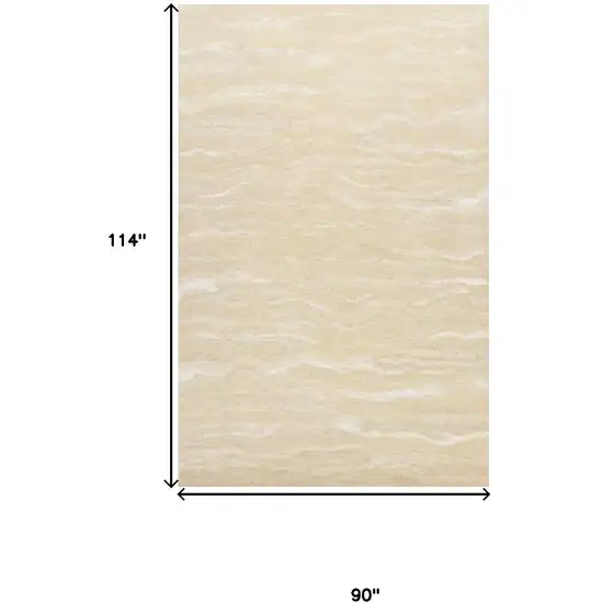 Beige and Ivory Wool Abstract Hand Tufted Area Rug Photo 7