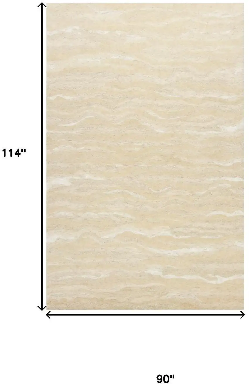 Beige and Ivory Wool Abstract Hand Tufted Area Rug Photo 7