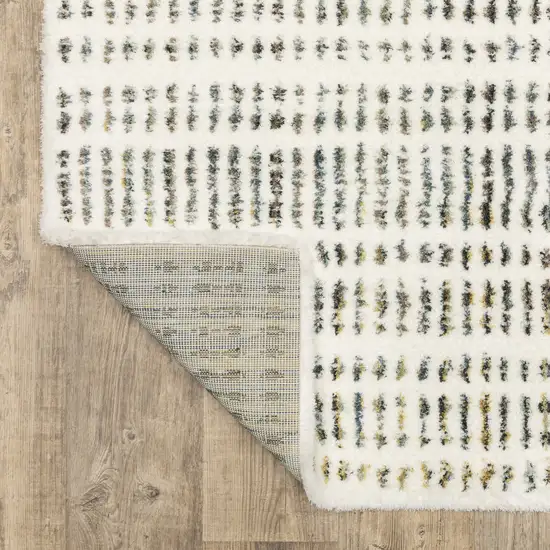 Ivory Yellow And Black Striped Area Rug Photo 9