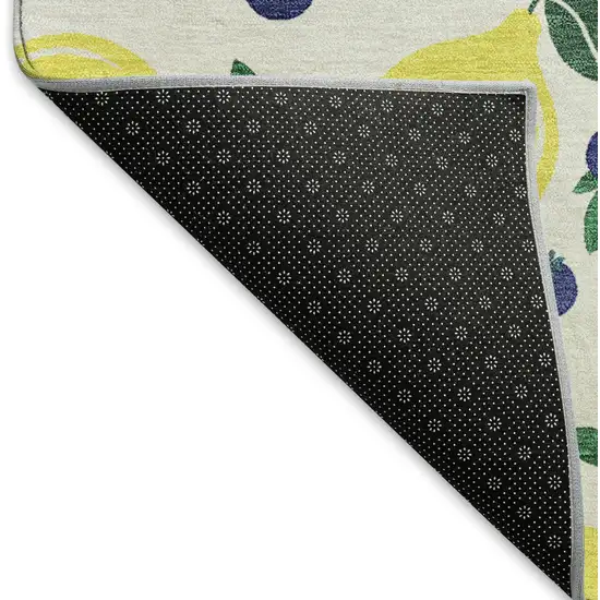 Ivory Yellow And Blue Lemons Washable Indoor Outdoor Area Rug Photo 4