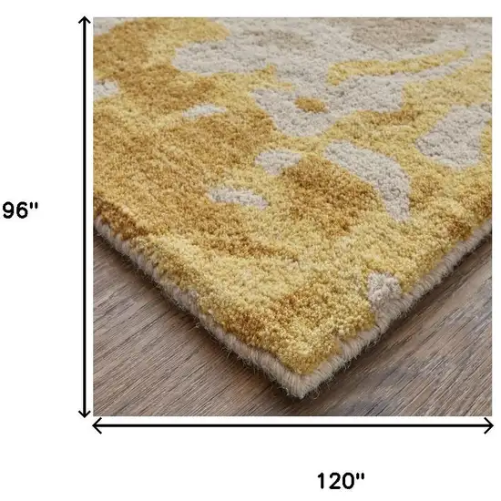 Ivory Yellow And Blue Wool Abstract Tufted Handmade Stain Resistant Area Rug Photo 7