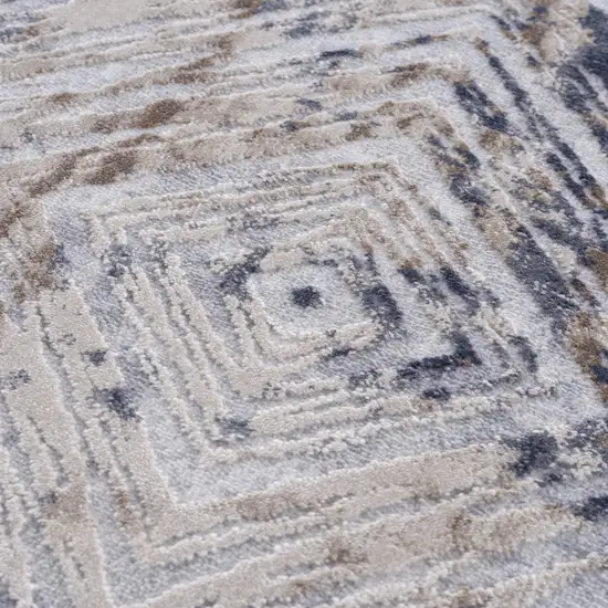 Ivory and Beige Abstract Diamonds Area Rug Photo 11