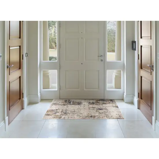 Ivory and Beige Abstract Diamonds Area Rug Photo 3