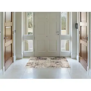 Photo of Ivory and Beige Abstract Diamonds Area Rug