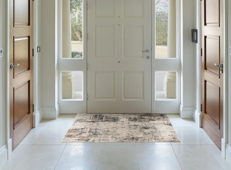 Ivory and Beige Abstract Diamonds Area Rug Photo 3