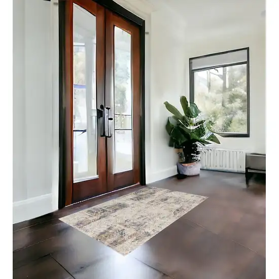 Beige Abstract Printed Area Rug Photo 1