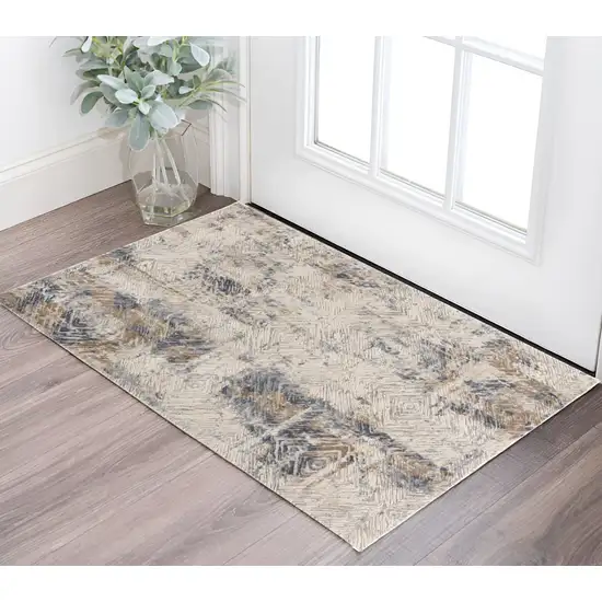 Beige Abstract Printed Area Rug Photo 1