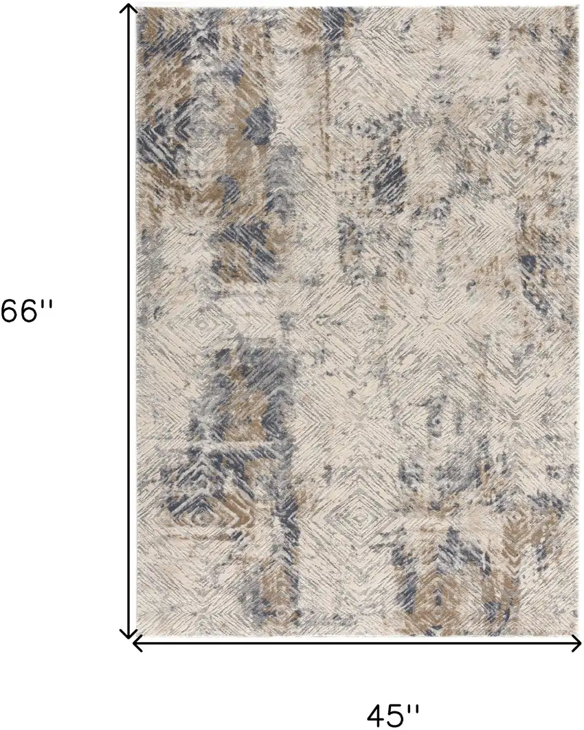 Beige Abstract Printed Area Rug Photo 3