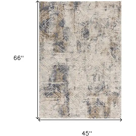 Ivory and Beige Abstract Diamonds Area Rug Photo 2