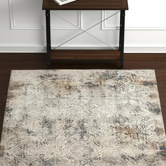 Beige Abstract Printed Area Rug Photo 1