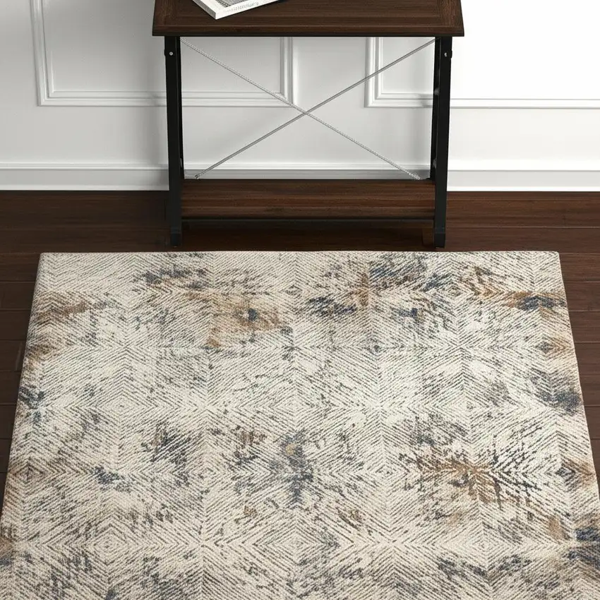 Beige Abstract Printed Area Rug Photo 1