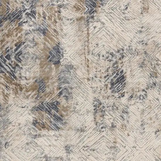 Ivory And Beige Abstract Diamonds Area Rug Photo 6