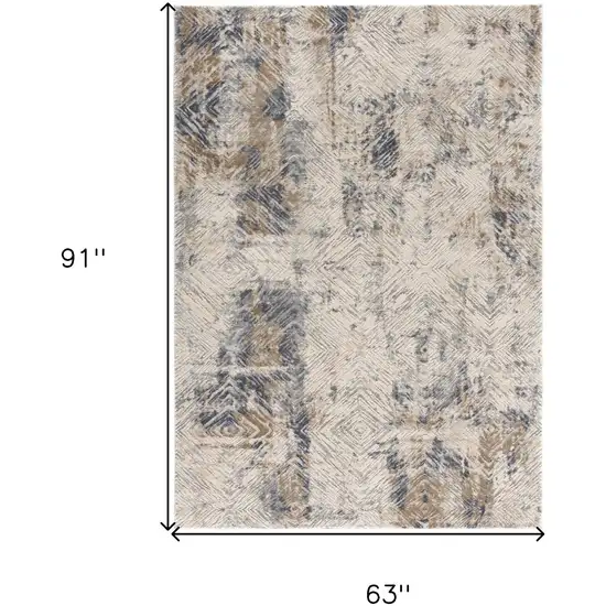 Ivory And Beige Abstract Diamonds Area Rug Photo 3