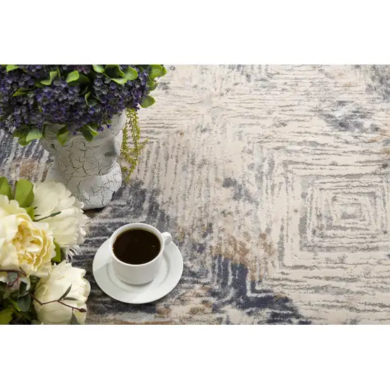 Ivory and Beige Abstract Diamonds Area Rug Photo 8