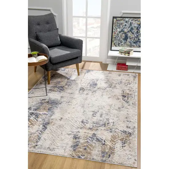 Ivory and Beige Abstract Diamonds Area Rug Photo 5