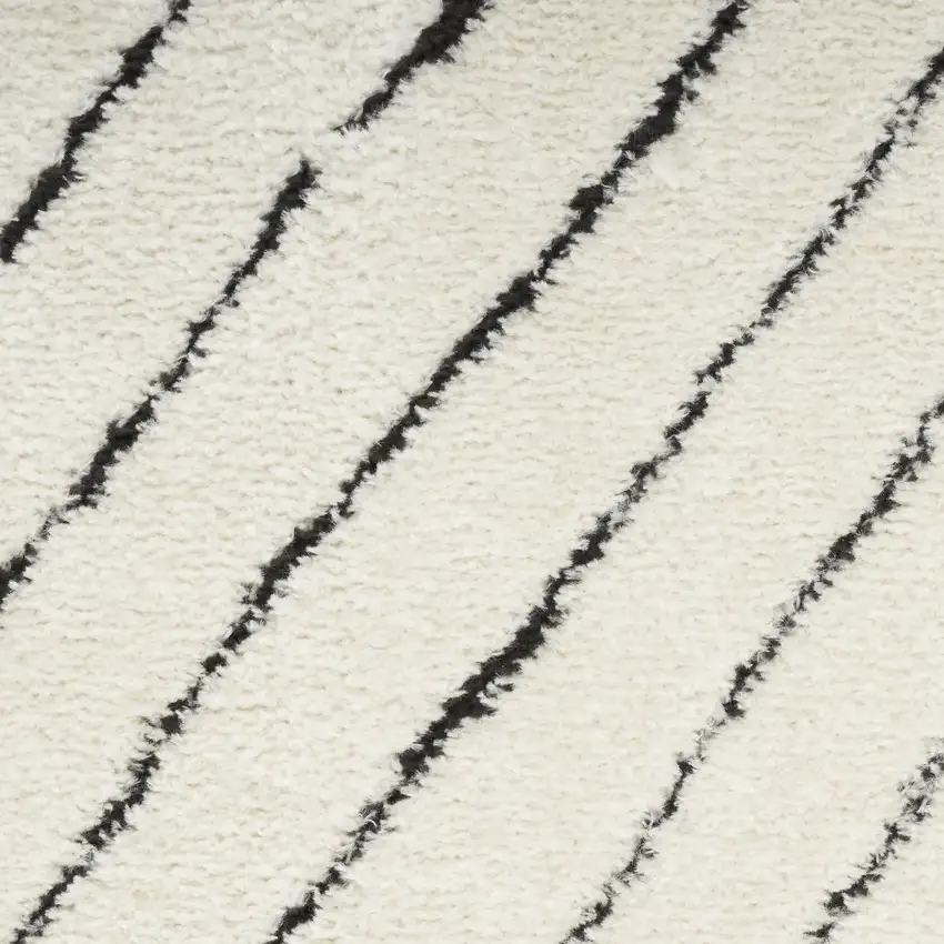 Ivory and Black Abstract Area Rug Photo 7