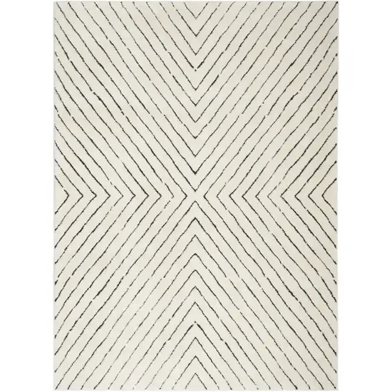 Ivory and Black Abstract Area Rug Photo 4