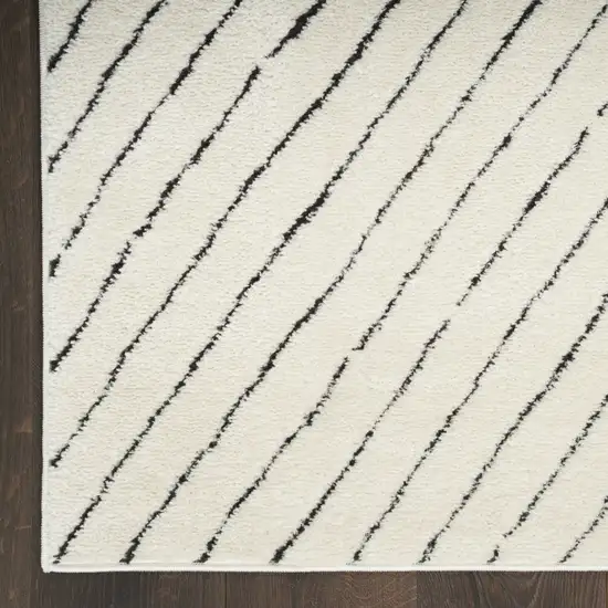 Ivory and Black Abstract Area Rug Photo 4