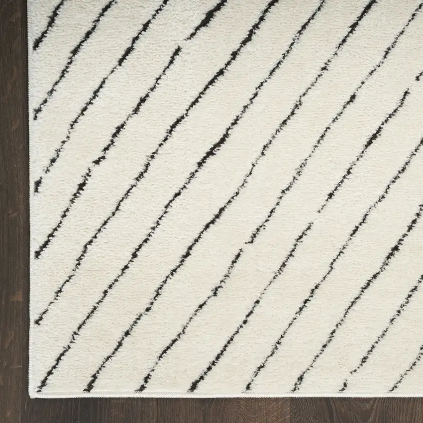Ivory and Black Abstract Area Rug Photo 4