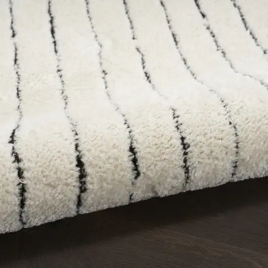 Ivory and Black Abstract Area Rug Photo 5