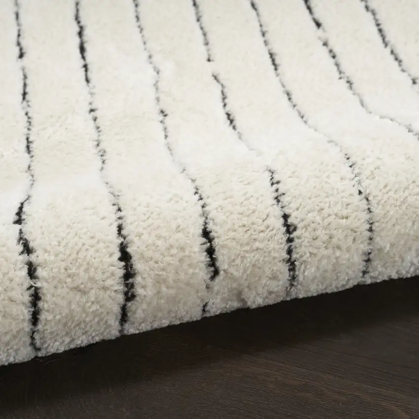 Ivory and Black Abstract Area Rug Photo 5