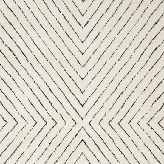 Ivory and Black Abstract Area Rug Photo 6