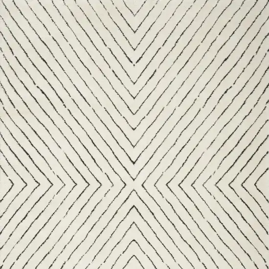 Ivory and Black Abstract Area Rug Photo 3