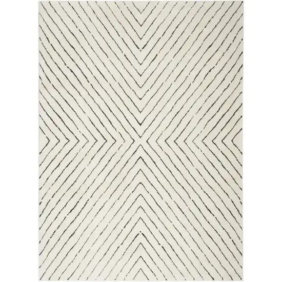 Ivory and Black Abstract Area Rug Photo 2