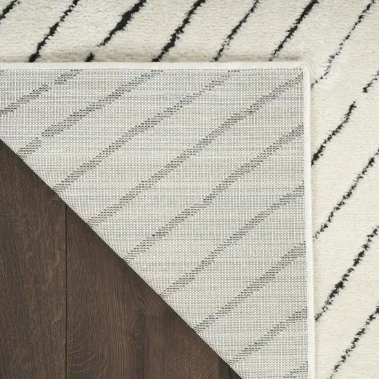 Ivory and Black Abstract Area Rug Photo 8