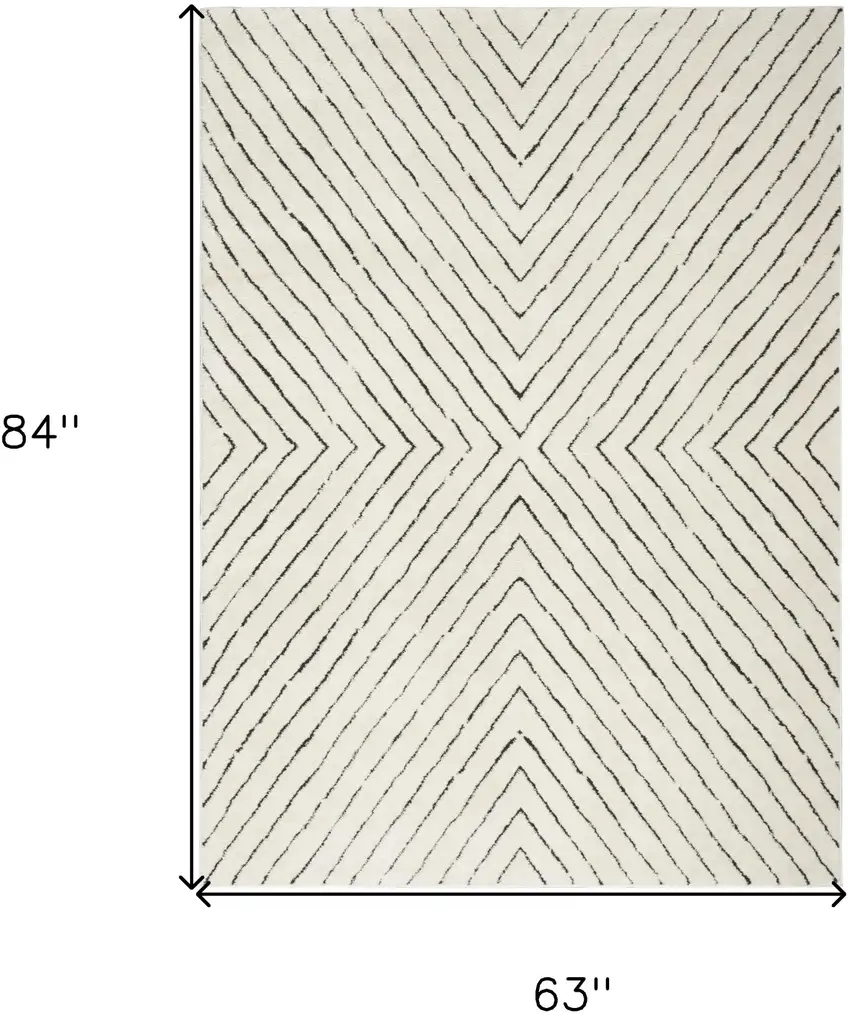 Ivory and Black Abstract Area Rug Photo 3