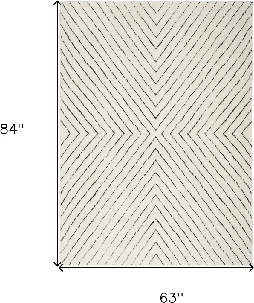Ivory and Black Abstract Area Rug Photo 3