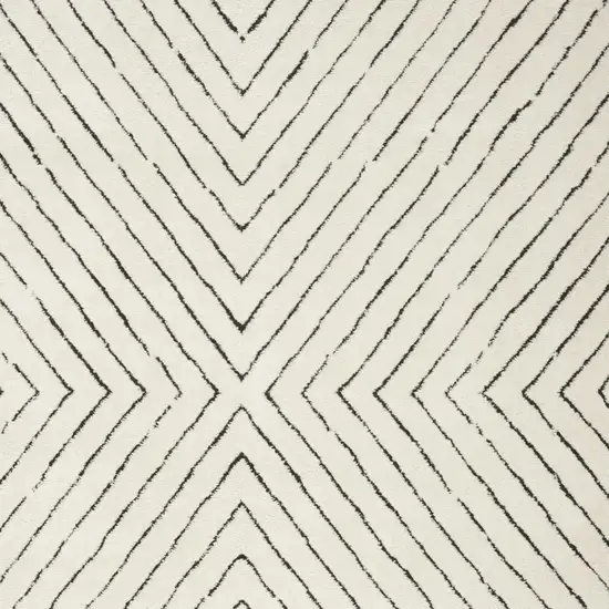 Ivory and Black Abstract Area Rug Photo 1