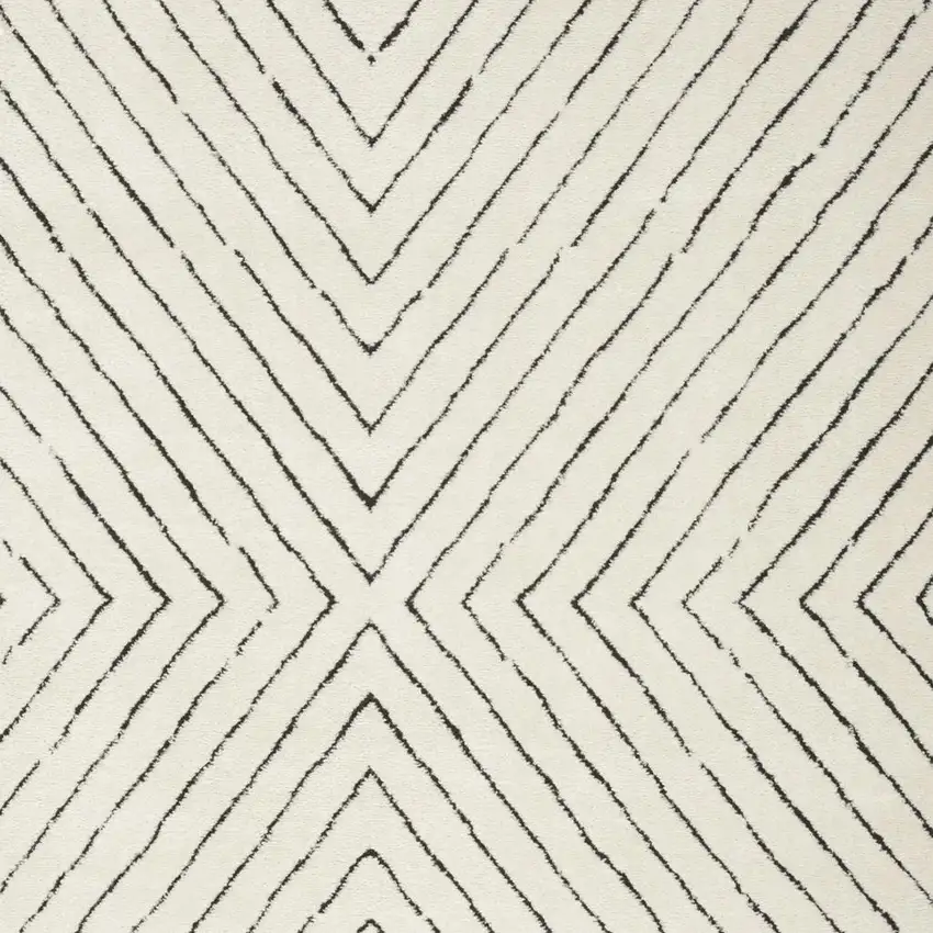 Ivory and Black Abstract Area Rug Photo 1