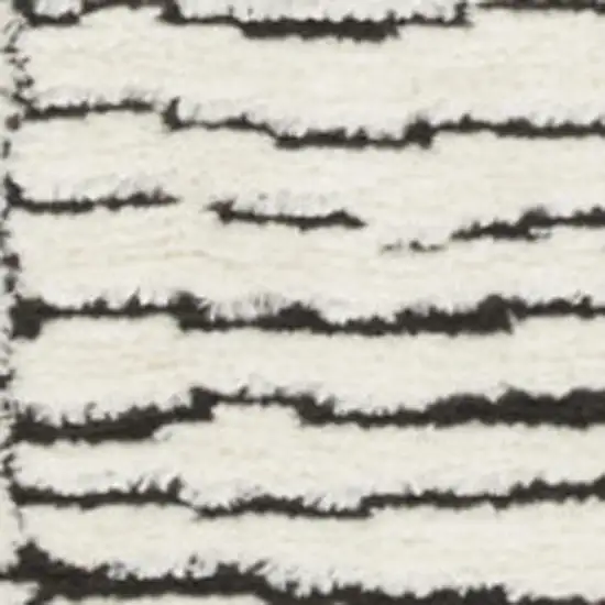 Ivory and Black Abstract Geometric Area Rug Photo 3