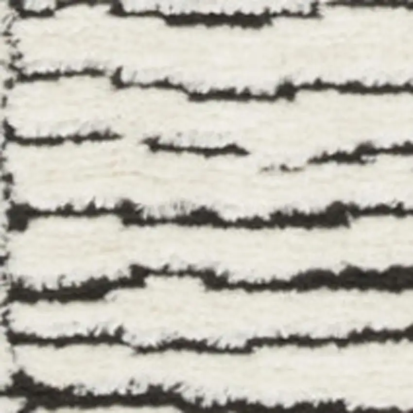 Ivory and Black Abstract Geometric Area Rug Photo 3